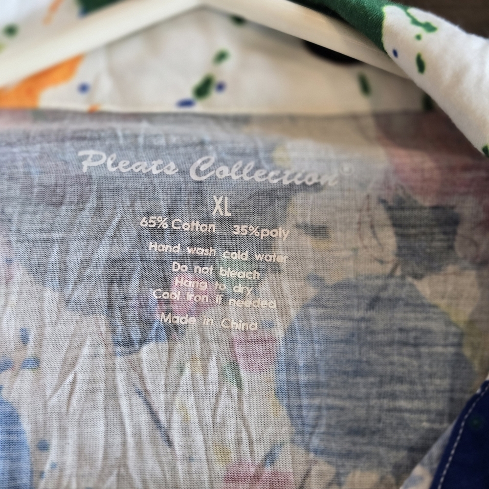 Pleats Collection Colorful Splatter Print Knit Blouse XL - Picture 3 of 6
